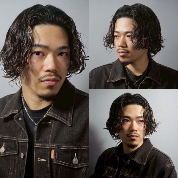 トレンドとタイト感。新橋の波巻きパーマ×フェード