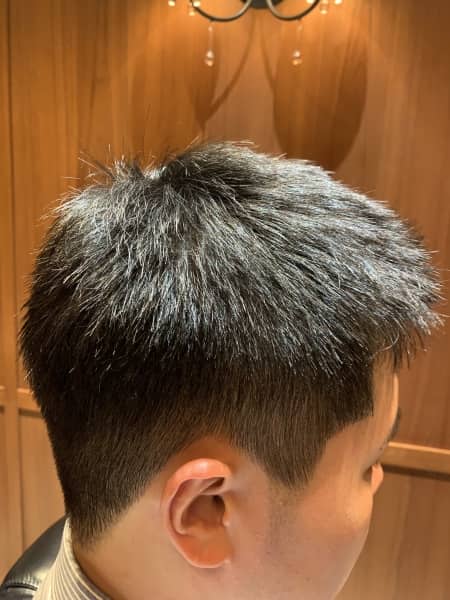 短側邊、上方蓬鬆