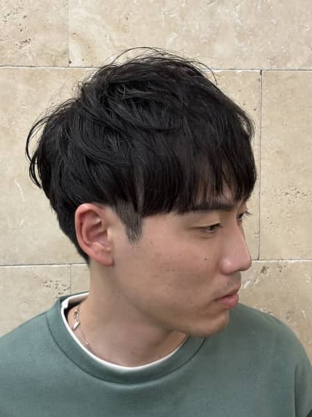 おろして流すマッシュスタイル 梅田/メンズカット