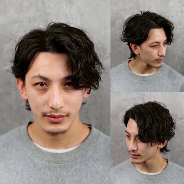 センターパートウルフ×緩スパイラル