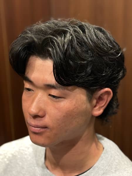 襟足長め サーフカールパーマ