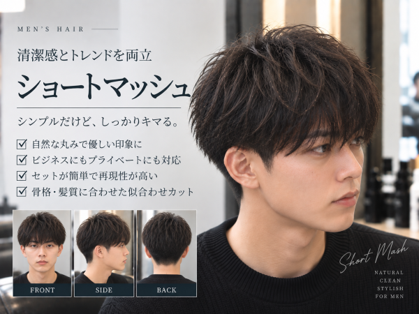上野で清潔感を出すショートマッシュ｜メンズカット