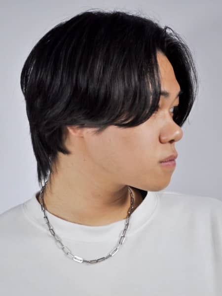 自然毛流中分パーマ，吹乾就能很好看的清爽造型