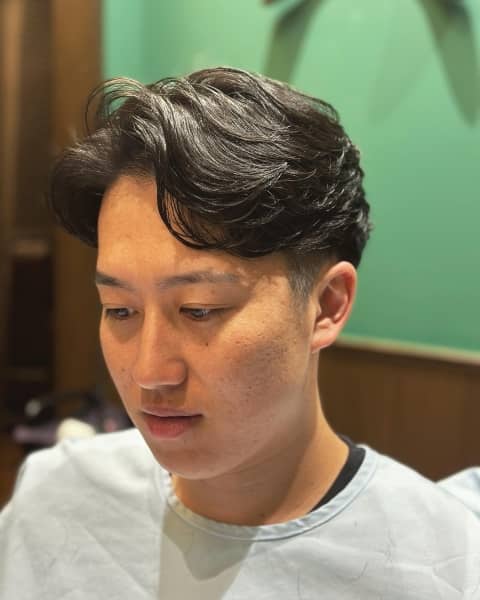 メンズ七三分け