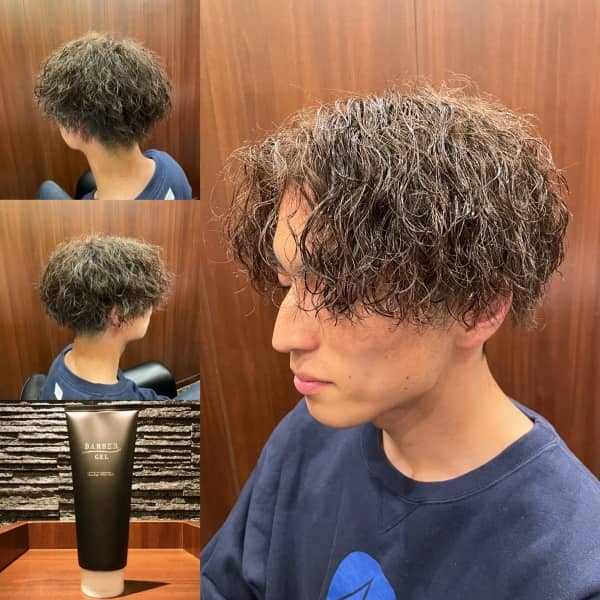 センターパート ツイストスパイラルパーマ