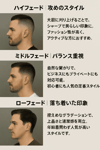 フェードの長さ別で印象を操る！メンズカットテクニック解説
