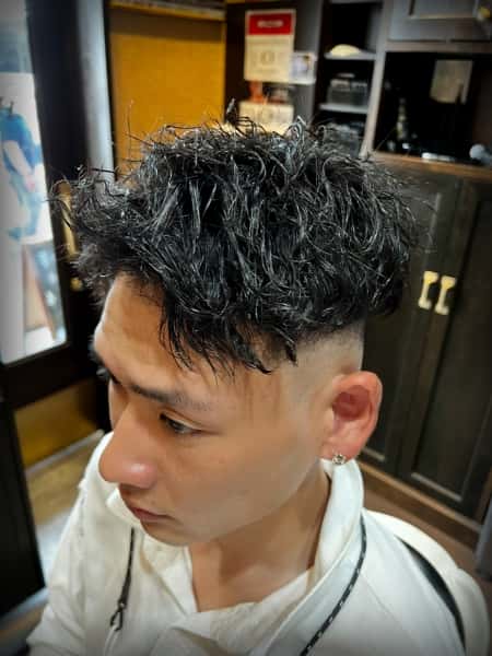 波打ち巻きパーマ ショート