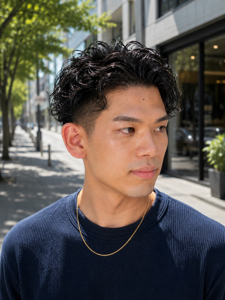 清潔感と男らしさを両立。アップバングショート