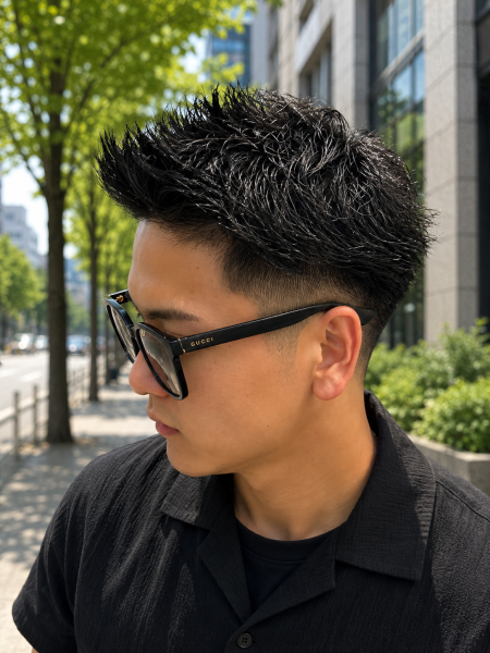 清潔感溢れる。大人のアップバング×フェード