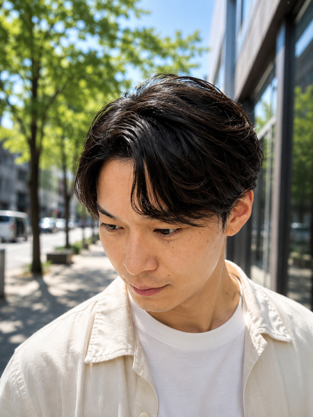 大人の色気漂うセンターパート×ニュアンスパーマ