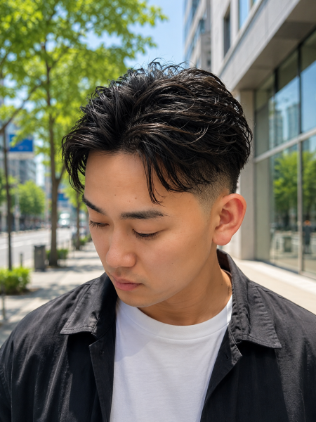 清潔感と色気を両立。大人のフェード×パーマ
