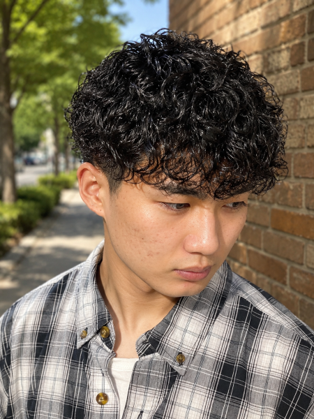 強めパーマで男を上げる！ウェット質感スパイラル