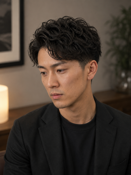 大人の品格を上げる。波巻きパーマ×ツーブロック