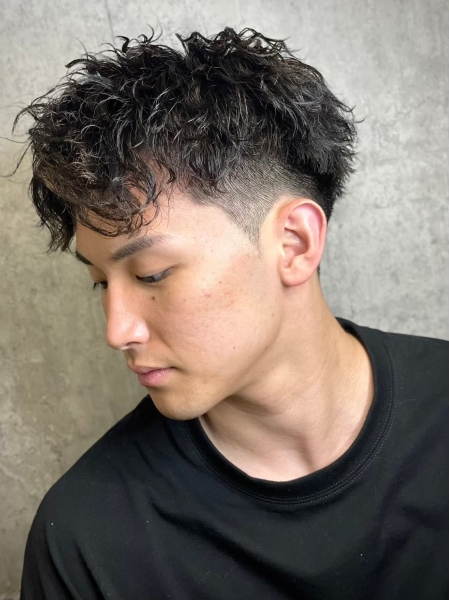 男前◎無造作パーマ×フェード