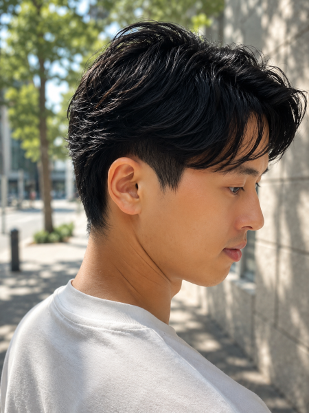 清潔感溢れる大人メンズのアップバングスタイル