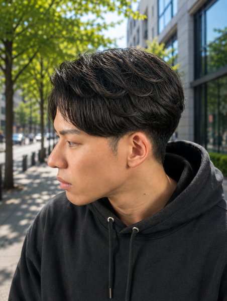 清潔感溢れる大人の毛流れ。ツーブロック×パーマ
