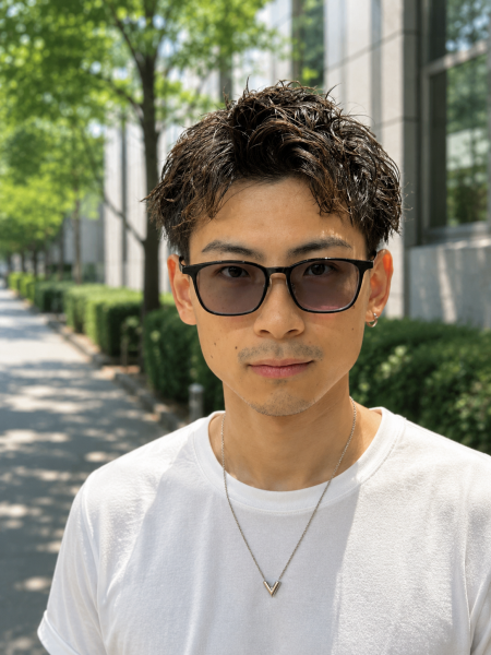 清潔感と色気を両立。大人のアップバングパーマ