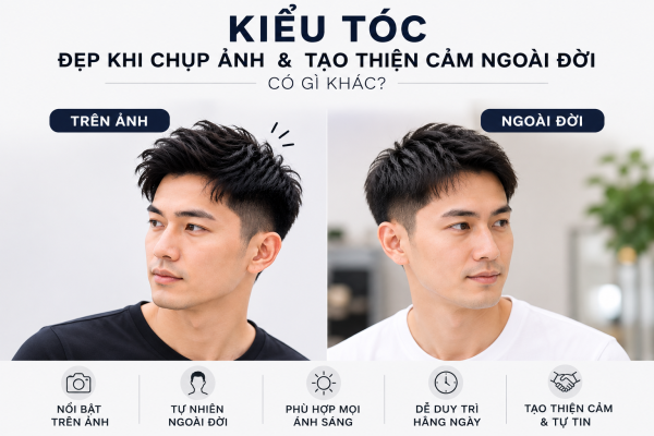 Kiểu tóc đẹp khi chụp ảnh và kiểu tóc tạo thiện cảm ngoài đời có gì khác nhau?