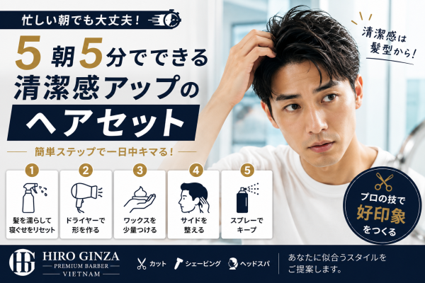 朝5分でできる清潔感アップのヘアセット