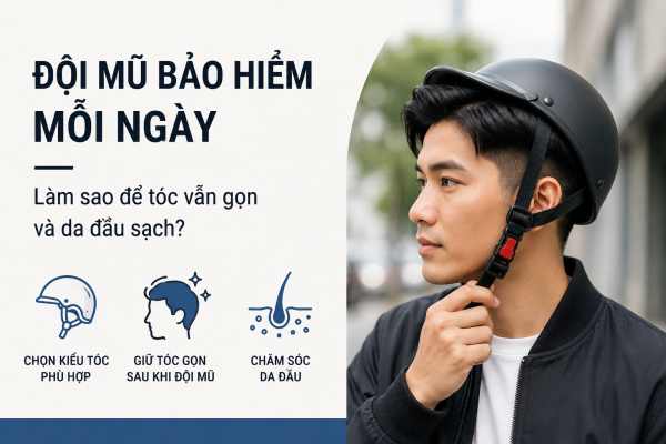 Đội mũ bảo hiểm mỗi ngày: Làm sao để tóc vẫn gọn và da đầu sạch?