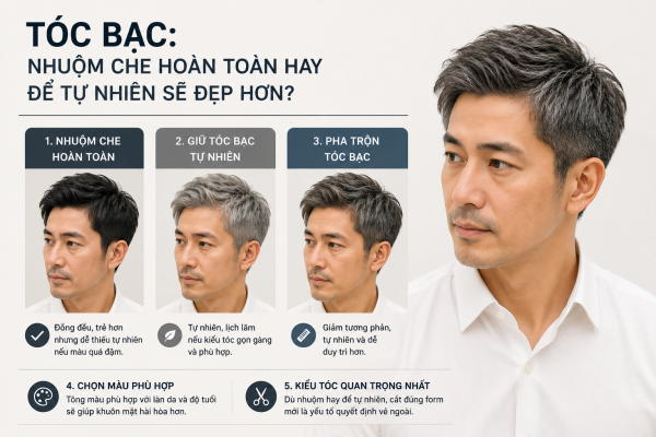 Tóc bạc: Nhuộm che hoàn toàn hay để tự nhiên sẽ đẹp hơn?